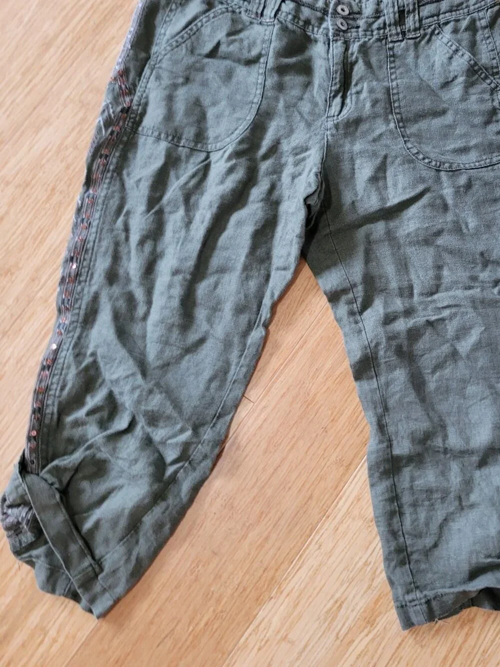 INC Army Green Capris with Side Leg Design